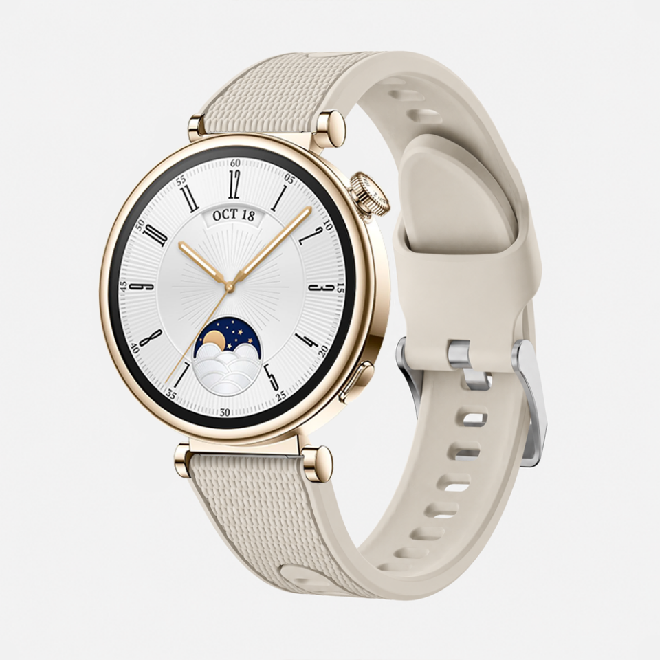 Sneezy Huawei Watch GT 4 41mm Uyumlu ColorFlex Özel Dokulu Çift Renkli Silikon Kordon