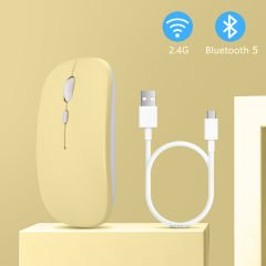 Honor Tablet Şarj Edilebilir Sessiz Mouse Bluetooth + 2.4Hz Wifi Kablosuz Mouse Fare Sarı - Sarı