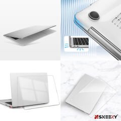 MacBook Air 13.6 İnç Kılıf M3-M2 / A3113-A2681, için Dayanıklı Koruyucu Şeffaf Plastik Sert Kılıf Set3