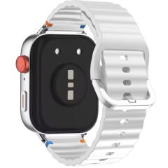 Redmi watch 5 Lite 5 Active İle Uyumlu Dalga Desenli Tokalı Yumusaş Soft Silikon Kordon Beyaz