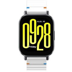 Redmi watch 5 Lite 5 Active İle Uyumlu Dalga Desenli Tokalı Yumusaş Soft Silikon Kordon Beyaz