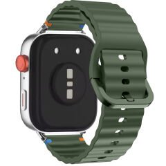 Redmi watch 5 Lite 5 Active İle Uyumlu Dalga Desenli Tokalı Yumusaş Soft Silikon Kordon Haki