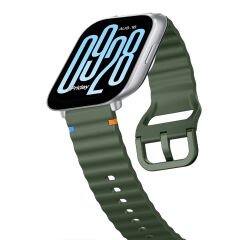 Redmi watch 5 Lite 5 Active İle Uyumlu Dalga Desenli Tokalı Yumusaş Soft Silikon Kordon Haki