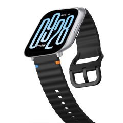 Redmi watch 5 Lite 5 Active İle Uyumlu Dalga Desenli Tokalı Yumusaş Soft Silikon Kordon Siyah