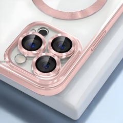 Sneezy İphone 14 İle Uyumlu Reflect Line MagSafe Uyumlu İnce Tasarım Kapak Rose Gold - Rose Gold