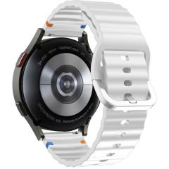 Huawei Watch GT2 46 GT2 Pro 46 İle Uyumlu Dalga Desenli Tokalı Yumusaş Soft Silikon Kordon Beyaz