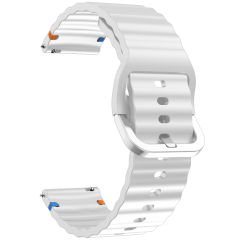 Huawei Watch GT2 46 GT2 Pro 46 İle Uyumlu Dalga Desenli Tokalı Yumusaş Soft Silikon Kordon Beyaz