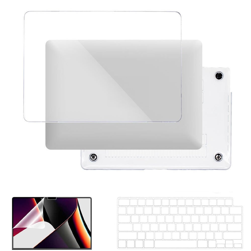 MacBook Pro 14.2 İnç Kılıf M1-M2-M3 A2442-A2779-A2992 Dayanıklı Koruyucu Şeffaf Plastik Sert Kılıf Set5