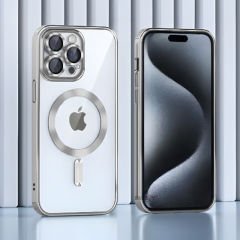 Sneezy İphone 13 Pro Max İle Uyumlu Reflect Line MagSafe Uyumlu İnce Tasarım Kapak Gümüş - Gümüş