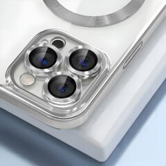 Sneezy İphone 13 Pro Max İle Uyumlu Reflect Line MagSafe Uyumlu İnce Tasarım Kapak Gümüş - Gümüş