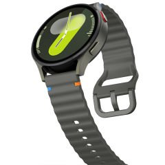 Huawei Watch GT2 46 GT2 Pro 46 İle Uyumlu Dalga Desenli Tokalı Yumusaş Soft Silikon Kordon Koyu Gri