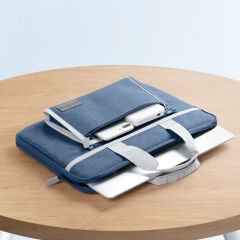 MacBook Pro 15 İnç Kılıf M2-M3 A2941-A3114 için Kumaş Şık ve Dayanıklı Koruma Çantası Lacivert