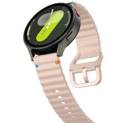 Huawei Watch GT2 46 GT2 Pro 46 İle Uyumlu Dalga Desenli Tokalı Yumusaş Soft Silikon Kordon Pudra
