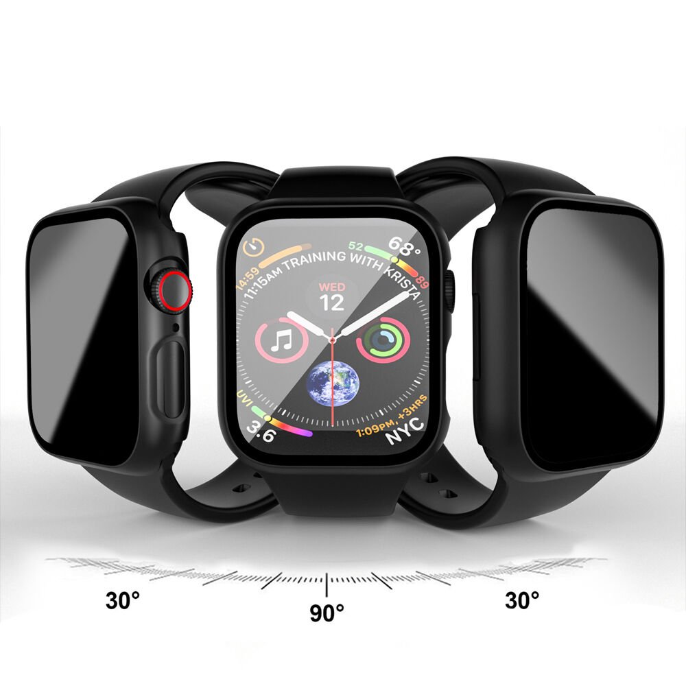 Apple Watch Series 7 8 9 45mm Uyumlu Hayalet PC Sert Kasa Ekran Koruycu 360 Güvenli Koruma Siyah