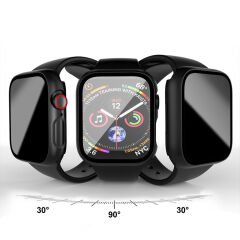 Apple Watch Series 7 8 9 45mm Uyumlu Hayalet PC Sert Kasa Ekran Koruycu 360 Güvenli Koruma Siyah