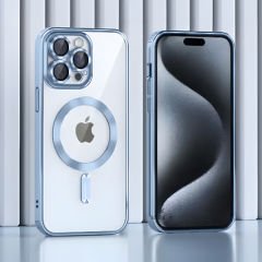 Sneezy İphone 13 Pro Max İle Uyumlu Reflect Line MagSafe Uyumlu İnce Tasarım Kapak Mavi - Mavi