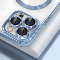 Sneezy İphone 13 Pro Max İle Uyumlu Reflect Line MagSafe Uyumlu İnce Tasarım Kapak Mavi - Mavi