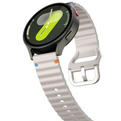 Huawei Watch GT2 46 GT2 Pro 46 İle Uyumlu Dalga Desenli Tokalı Yumusaş Soft Silikon Kordon Starlight