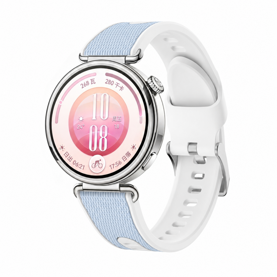 Sneezy Huawei Watch GT 7 41mm Uyumlu ColorFlex Özel Dokulu Çift Renkli Silikon Kordon