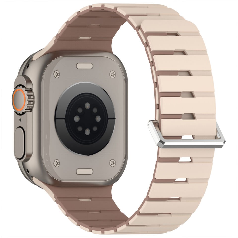iWatch Ultra 1 2 3 49mm Ventra Spor Silikon Kordon Çift Renk Metal Tokalı