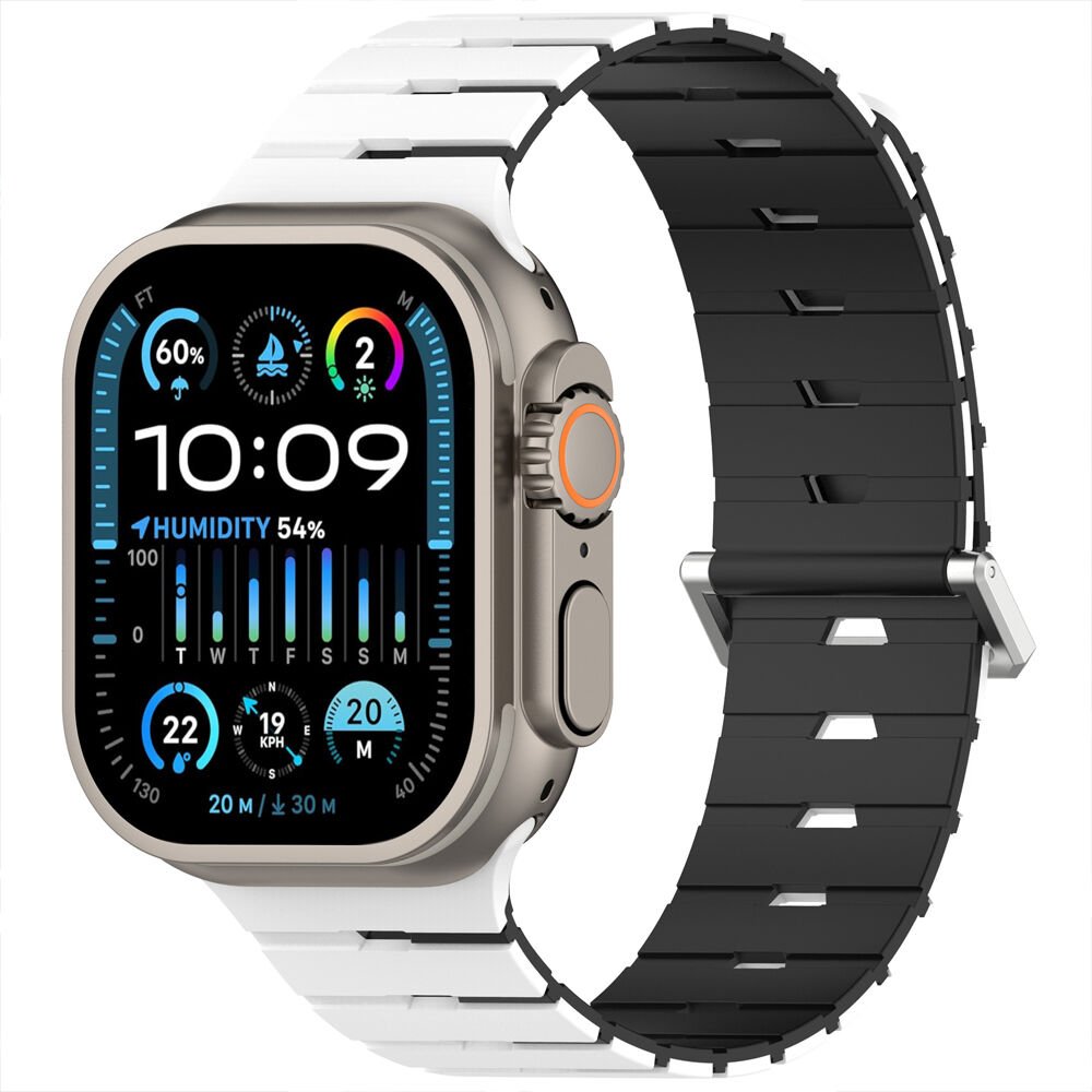 iWatch Ultra 1 2 3 49mm Ventra Spor Silikon Kordon Çift Renk Metal Tokalı