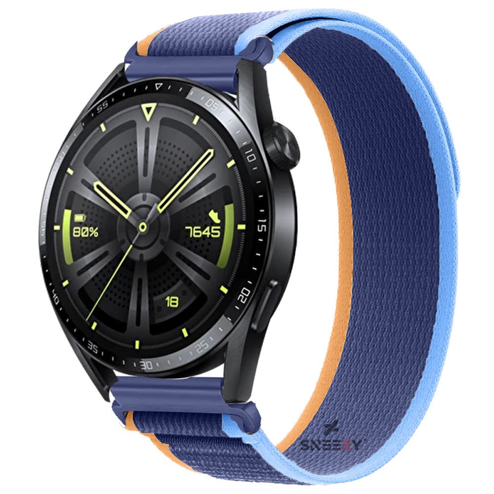Huawei Watch GT2 Elite-Sport-Classic 46mm-GT2 Pro 22mmUyumlu Wander Trail Loop Kordon Mavi Koyu