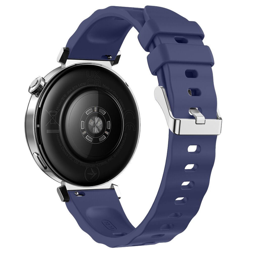 Sneezy Huawei Watch GT5 Pro 42mm İle Uyumlu SoftFlex Metal Tokalı Spor Silikon Akıllı Saat Kordonu Lacivert