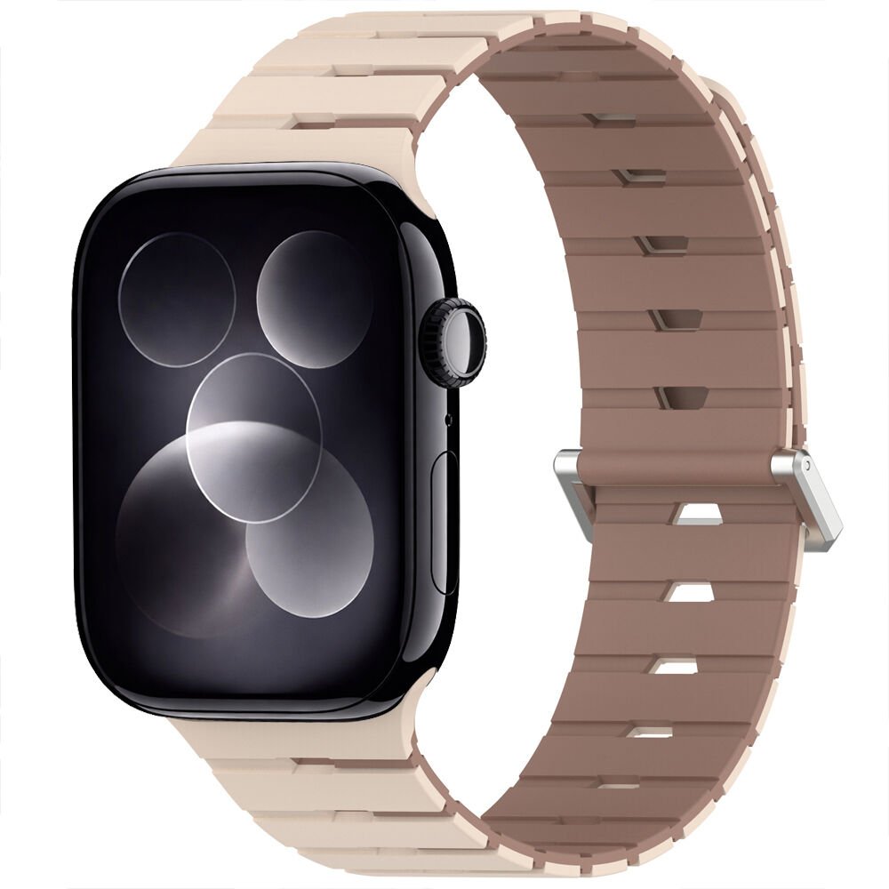 iWatch 7 8 9 10 11 Series 42/44/45/46mm Ventra Spor Silikon Kordon Çift Renk Metal Tokalı
