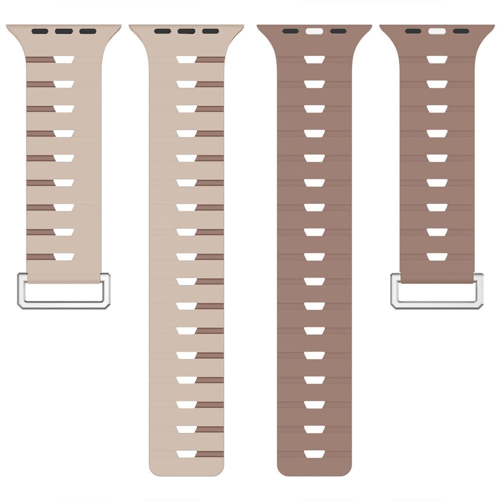 iWatch 7 8 9 10 11 Series 42/44/45/46mm Ventra Spor Silikon Kordon Çift Renk Metal Tokalı