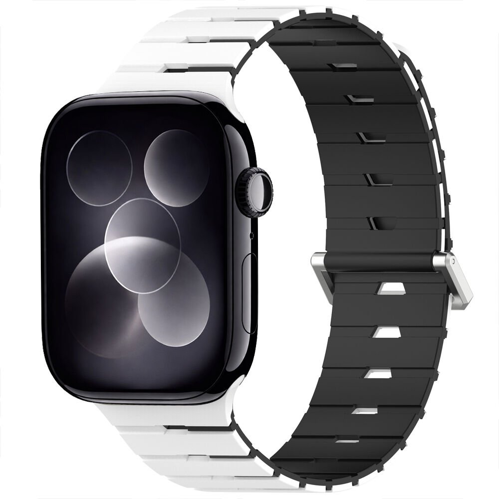 iWatch 7 8 9 10 11 Series 42/44/45/46mm Ventra Spor Silikon Kordon Çift Renk Metal Tokalı