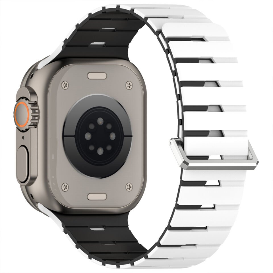 iWatch 7 8 9 10 11 Series 42/44/45/46mm Ventra Spor Silikon Kordon Çift Renk Metal Tokalı