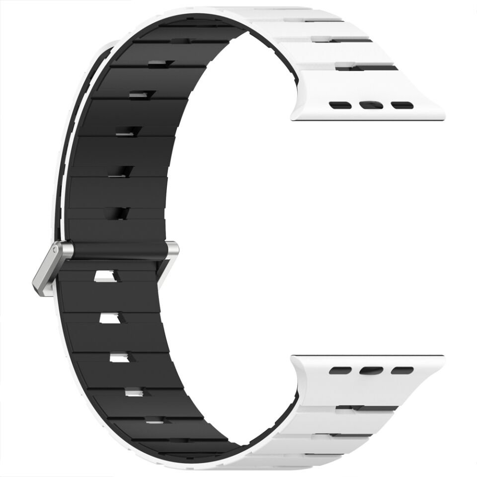 iWatch 7 8 9 10 11 Series 42/44/45/46mm Ventra Spor Silikon Kordon Çift Renk Metal Tokalı