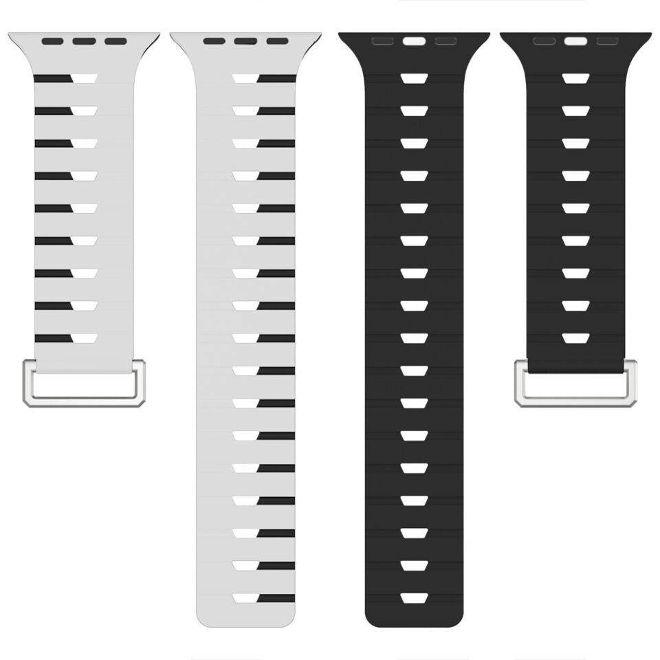 iWatch 7 8 9 10 11 Series 42/44/45/46mm Ventra Spor Silikon Kordon Çift Renk Metal Tokalı