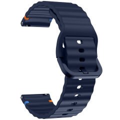 Huawei Watch GT4 46mm İle Uyumlu Dalga Desenli Tokalı Yumusaş Soft Silikon Kordon Lacivert