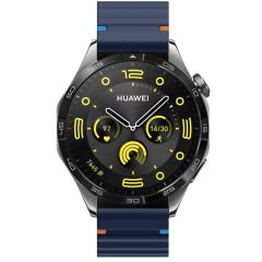Huawei Watch GT4 46mm İle Uyumlu Dalga Desenli Tokalı Yumusaş Soft Silikon Kordon Lacivert
