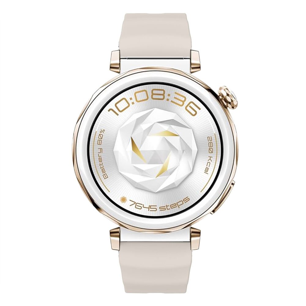 Sneezy Huawei Watch GT5 Pro 42mm İle Uyumlu SoftFlex Metal Tokalı Spor Silikon Akıllı Saat Kordonu Starlight