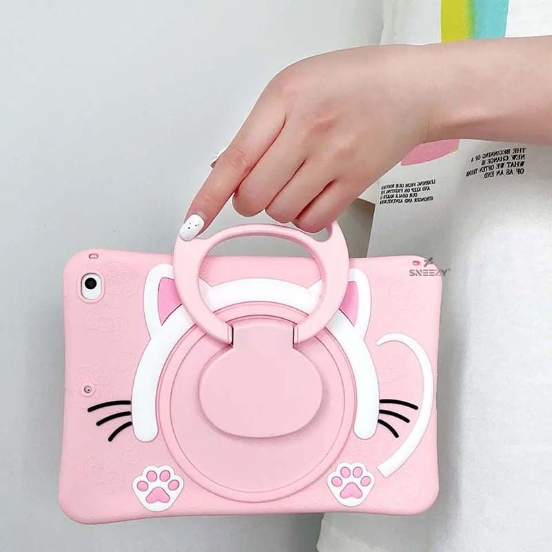 Sneezy Samsung Galaxy Tab A8 X200 ile Uyumlu KittyPaw Kids Çocuk Tablet Kılıfı