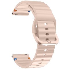 Huawei Watch GT4 46mm İle Uyumlu Dalga Desenli Tokalı Yumusaş Soft Silikon Kordon Pudra