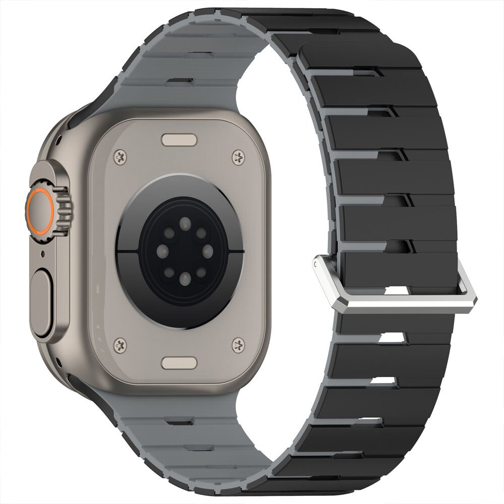 iWatch 7 8 9 10 11 Series 42/44/45/46mm Ventra Spor Silikon Kordon Çift Renk Metal Tokalı Füme