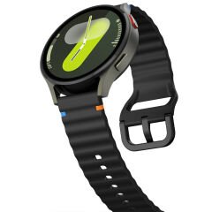 Huawei Watch GT4 46mm İle Uyumlu Dalga Desenli Tokalı Yumusaş Soft Silikon Kordon Siyah