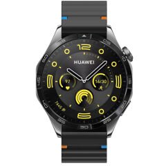 Huawei Watch GT4 46mm İle Uyumlu Dalga Desenli Tokalı Yumusaş Soft Silikon Kordon Siyah