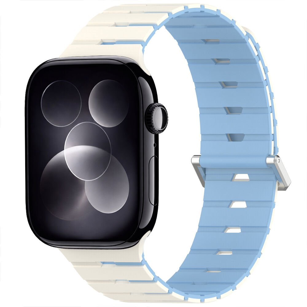 iWatch 7 8 9 10 11 Series 42/44/45/46mm Ventra Spor Silikon Kordon Çift Renk Metal Tokalı Mavi