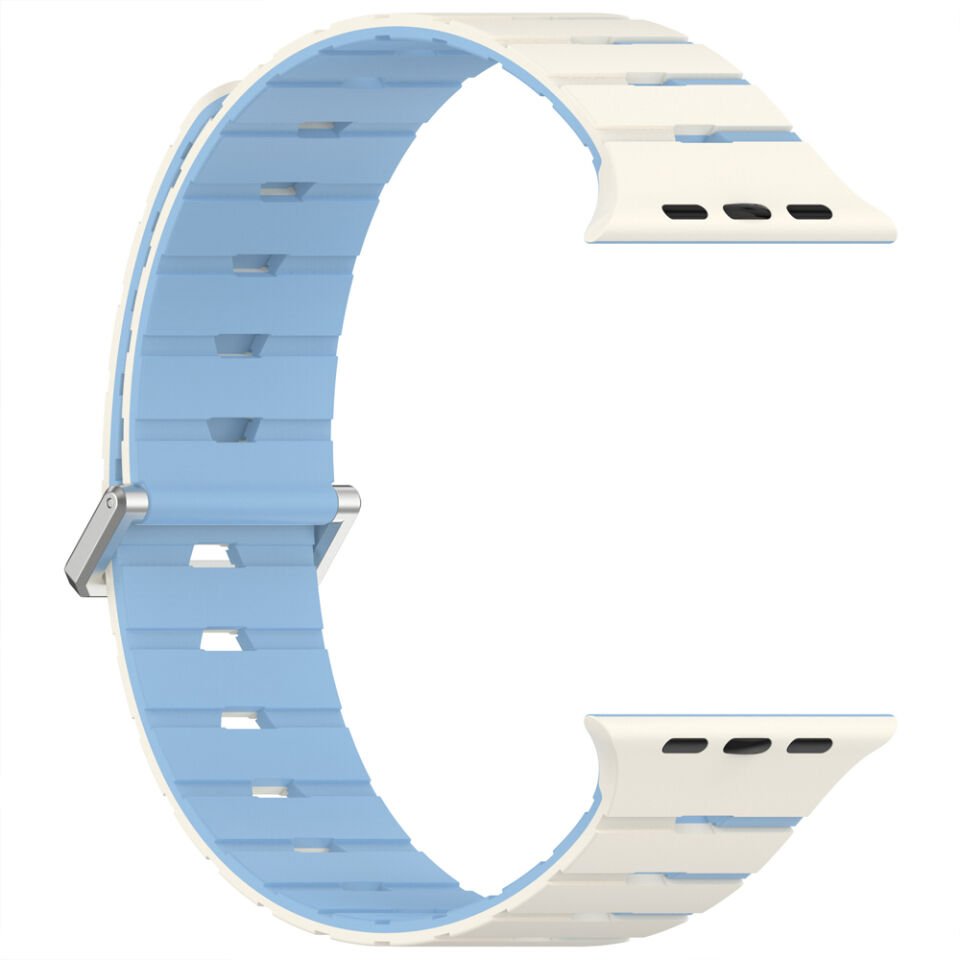 iWatch 7 8 9 10 11 Series 42/44/45/46mm Ventra Spor Silikon Kordon Çift Renk Metal Tokalı Mavi