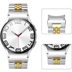 Samsung Galaxy Watch 4 40-42-44-46mm İle Uyumlu Klipsli Paslanmaz Çelik Metal Kordon Gold