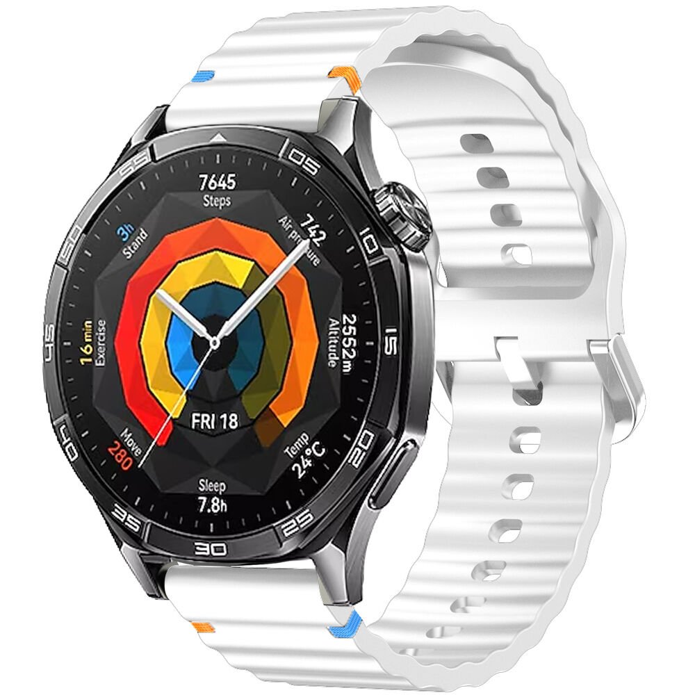 Huawei Watch GT5 46mm İle Uyumlu Dalga Desenli Tokalı Yumusaş Soft Silikon Kordon