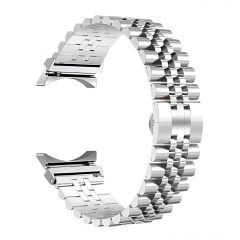 Samsung Galaxy Watch 4 40-42-44-46mm İle Uyumlu Klipsli Paslanmaz Çelik Metal Kordon Gümüş