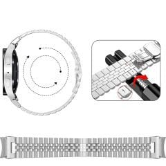 Samsung Galaxy Watch 4 40-42-44-46mm İle Uyumlu Klipsli Paslanmaz Çelik Metal Kordon Gümüş