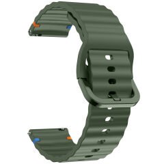 Huawei Watch GT5 46mm İle Uyumlu Dalga Desenli Tokalı Yumusaş Soft Silikon Kordon Haki