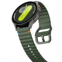 Huawei Watch GT5 46mm İle Uyumlu Dalga Desenli Tokalı Yumusaş Soft Silikon Kordon Haki