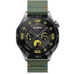 Huawei Watch GT5 46mm İle Uyumlu Dalga Desenli Tokalı Yumusaş Soft Silikon Kordon Haki